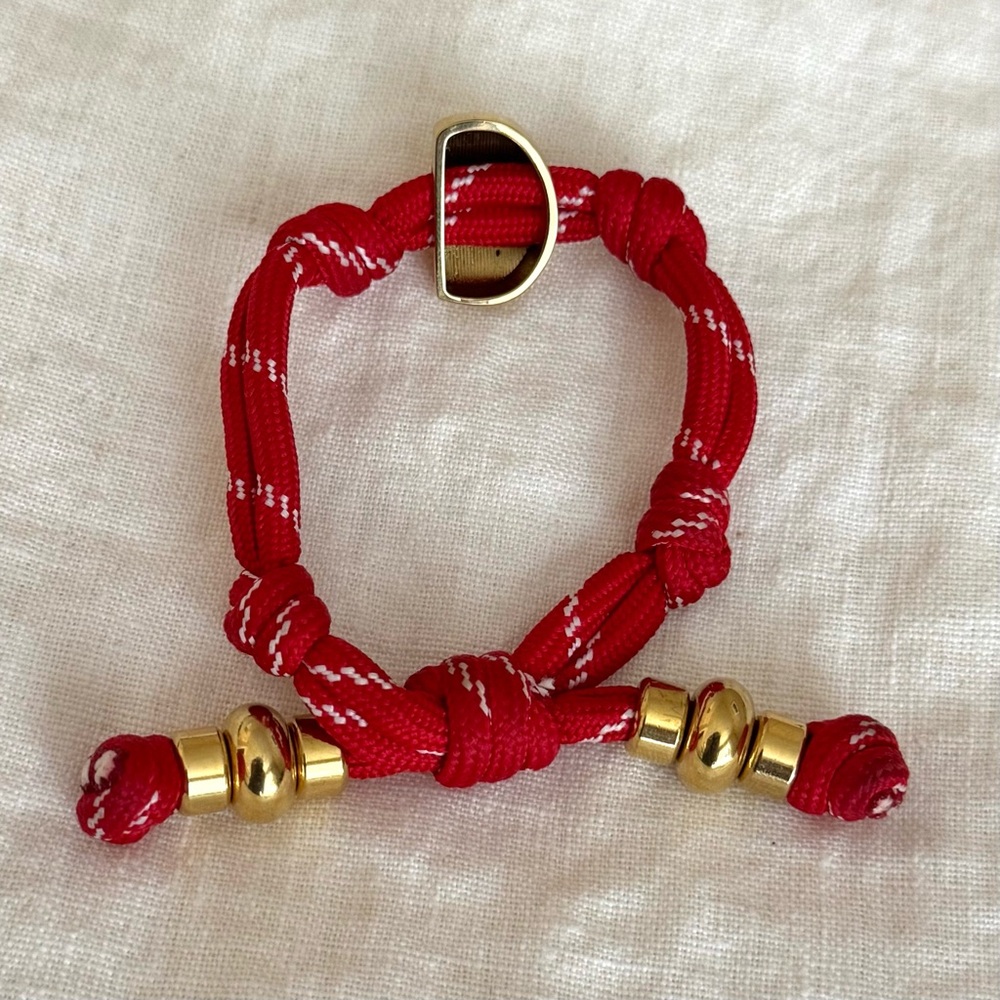 BaubleBar Red Cord Bracelet with Gold Accents - Picture 3 of 3